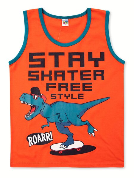 Майка Мальчикам Baby style Оранжевый Динозавр (фото 1)