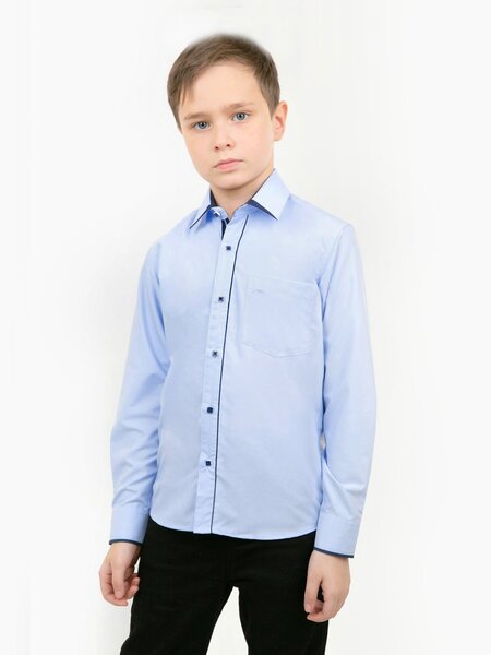 Рубашка Мальчикам Китай Голубой; Чёрный Горошек (фото 1)