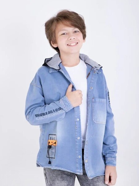 Рубашка Мальчикам Bonito Синий светлый Надпись (фото 1)