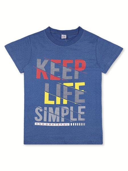 Футболка Мальчикам Bonito Серо-синий Надпись (фото 1)