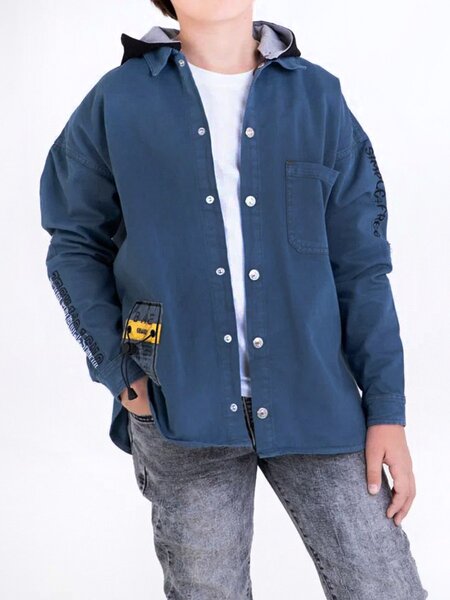 Рубашка Мальчикам Bonito Серо-синий Надпись (фото 1)