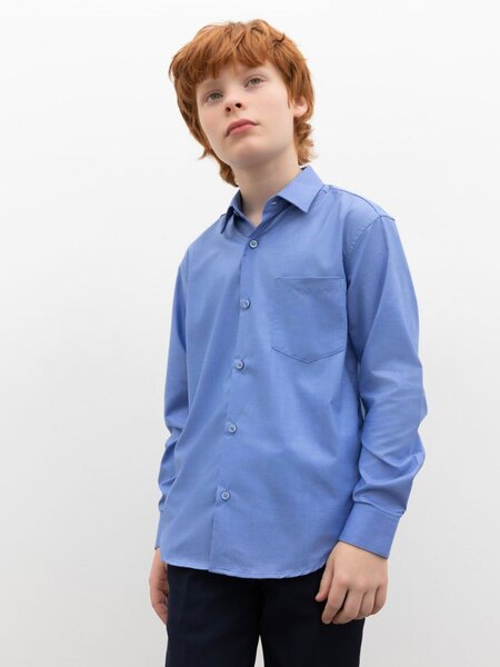 Рубашка Мальчикам Китай Синий Без рисунка (фото 1)