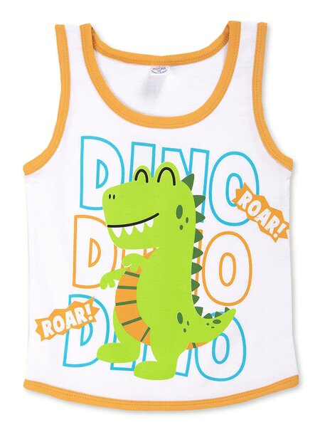 Майка Мальчикам Bonito Белый; Горчичный Динозавр (фото 1)