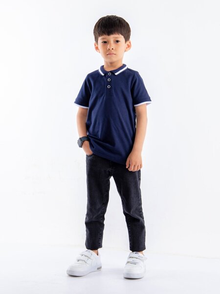 Поло Мальчикам Le&lo Чернильный Без рисунка (фото 1)