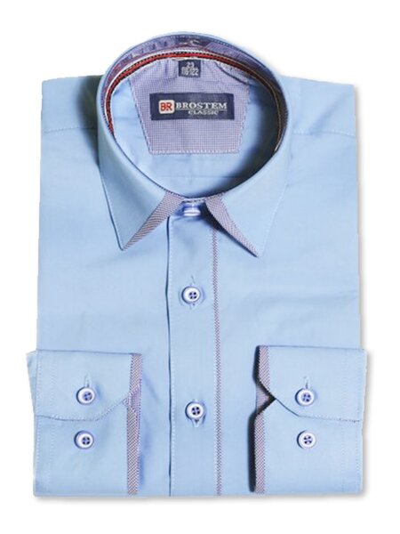 Рубашка Мальчикам Китай Голубой Без рисунка (фото 3)