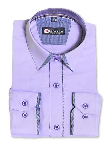Рубашка Мальчикам Китай Сиреневый Без рисунка (фото 3)