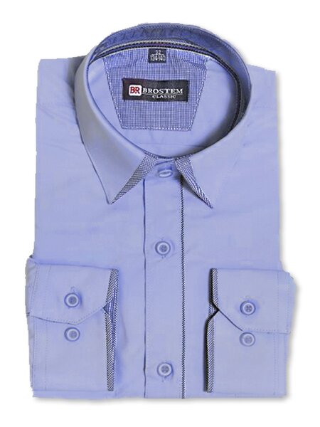 Рубашка Мальчикам Китай Синий светлый Без рисунка (фото 3)