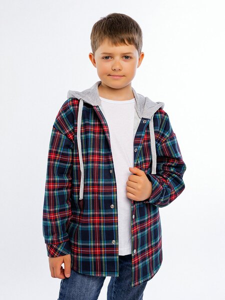 Рубашка Мальчикам Юлала Красный; Чернильный Клетка (фото 1)