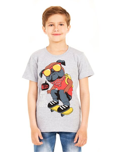 Футболка Мальчикам Baby style Серый меланж Собачка (фото 1)