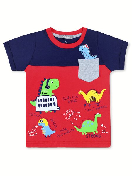 Футболка Мальчикам Bonito Чернильный; Красный Динозаврики (фото 1)
