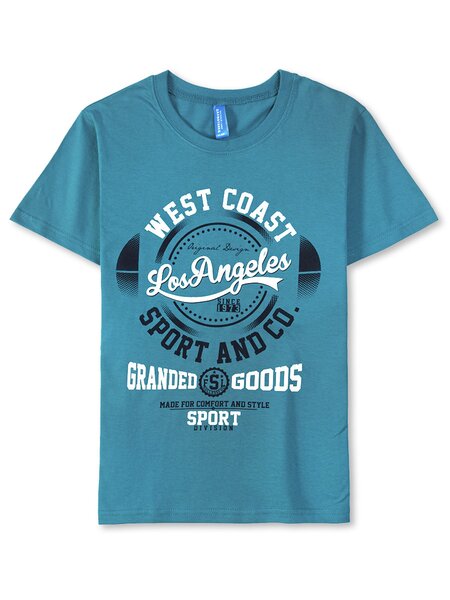 Футболка Мальчикам Весёлый супер далматинец Бирюзовый тёмный Надпись (фото 1)