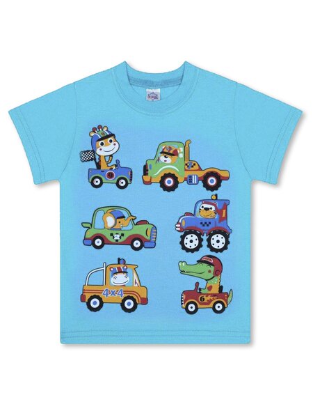 Футболка Мальчикам Bonito Голубой Машинки (фото 1)