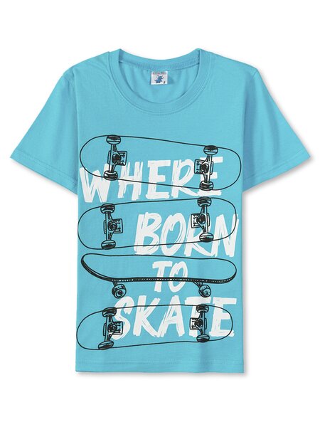 Футболка Мальчикам Весёлый супер-слонёнок Голубой Скейт (фото 1)