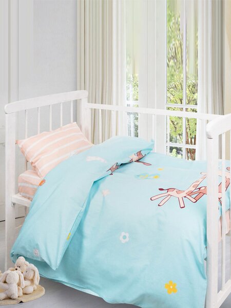 Комплект постельного белья Новорождённым Россия Голубой Жирафы (фото 1)