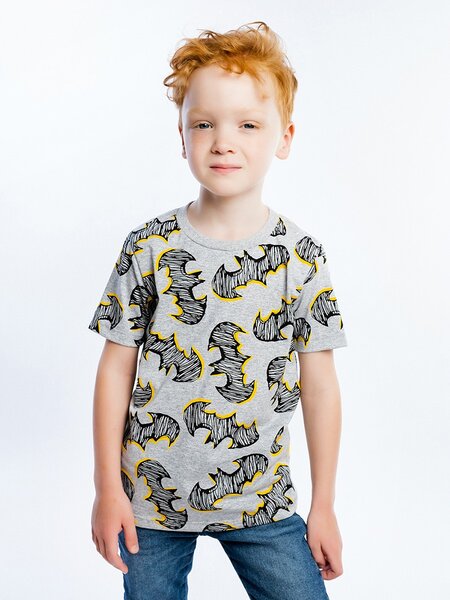Футболка Мальчикам Юлала Серый меланж Летучие мыши (фото 1)