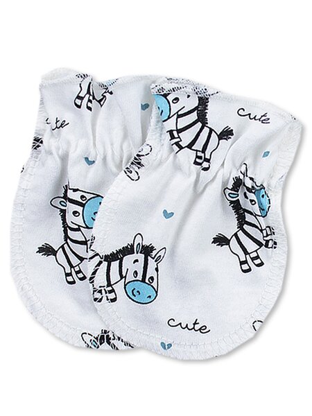Рукавички Новорождённым Юлала Белый; Голубой Зебры (фото 1)