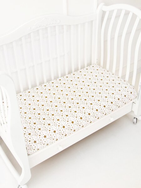 Простынка на резинке Новорождённым Россия Белый; Коричневый Звёзды (фото 1)