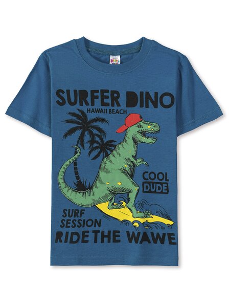 Футболка Мальчикам Happy kids Серо-синий Динозавр (фото 1)