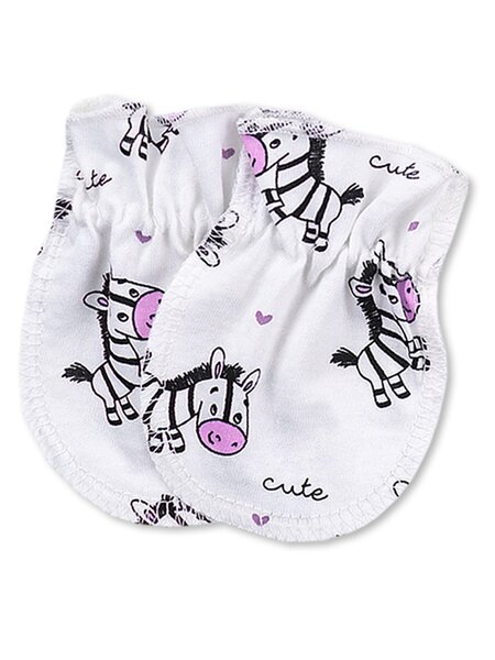Рукавички Новорождённым Юлала Белый; Розовый Зебры (фото 1)