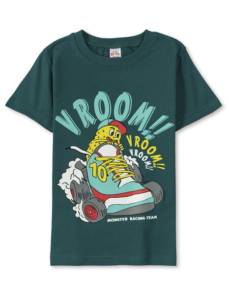 Футболка Мальчикам Happy kids Зелёный тёмный Надпись (фото 1)