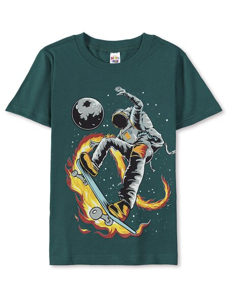 Футболка Мальчикам Happy kids Зелёный тёмный Космонавт (фото 1)