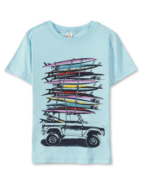 Футболка Мальчикам Happy kids Голубой Машина (фото 1)