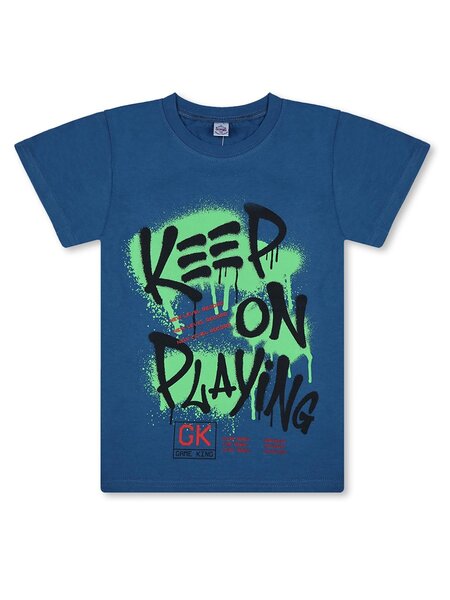 Футболка Мальчикам Bonito Серо-синий Надпись (фото 1)