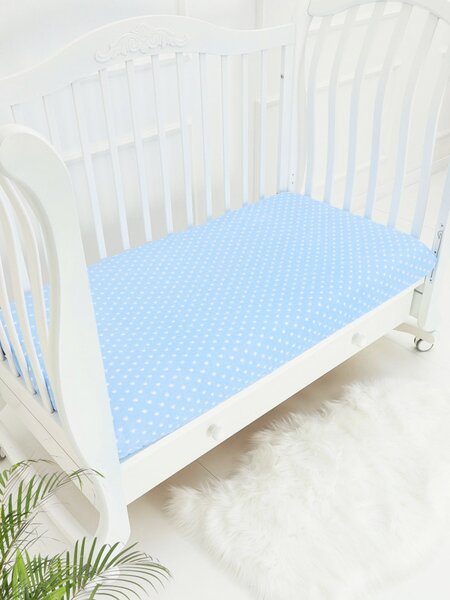 Простынка на резинке Новорождённым Россия Голубой Сердечки (фото 1)