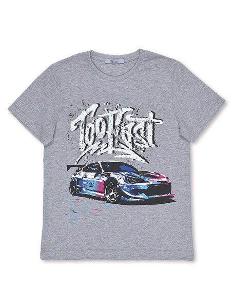 Футболка Мальчикам Лунёва Серый меланж Машина (фото 1)