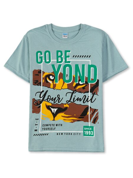 Футболка Мальчикам Sladikmladik Серо-голубой Надпись (фото 1)