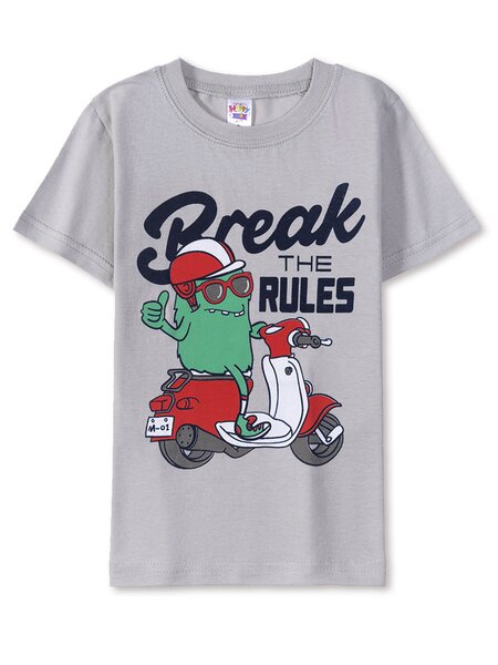 Футболка Мальчикам Happy kids Серый светлый Монстрик (фото 1)