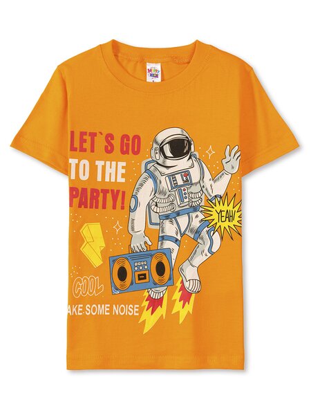 Футболка Мальчикам Happy kids Оранжевый Космонавт (фото 1)