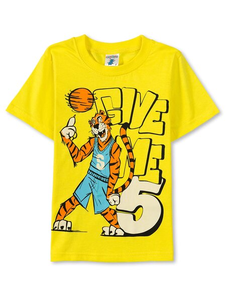 Футболка Мальчикам Весёлый супер-слонёнок Жёлтый Тигр (фото 1)