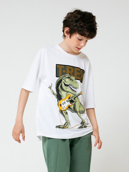 Футболка Мальчикам Cubby Белый Динозавр (фото 1)