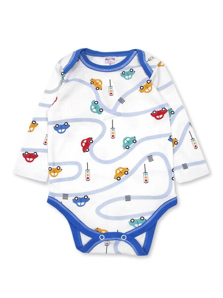 Боди Новорождённым Bonito Белый; Синий Машинки (фото 1)