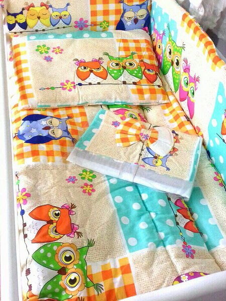 Набор в кроватку Новорождённым Россия Оранжевый Совушки (фото 1)