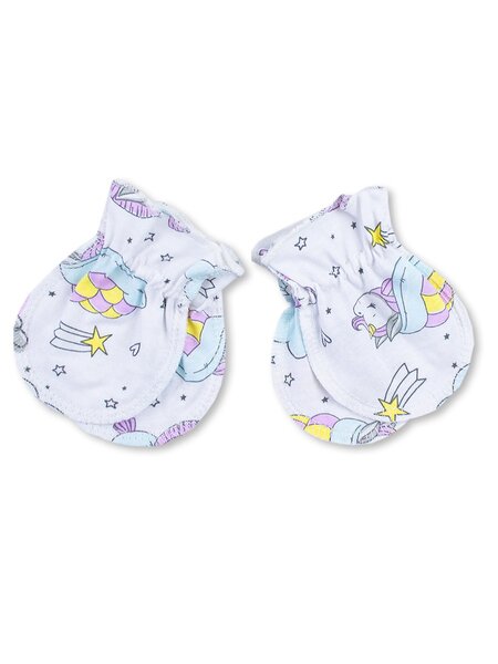 Комплект рукавичек Новорождённым Юлала Белый Единороги (фото 1)