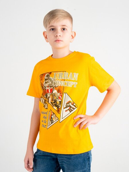 Футболка Мальчикам Россия Жёлтый Мотоциклист (фото 1)