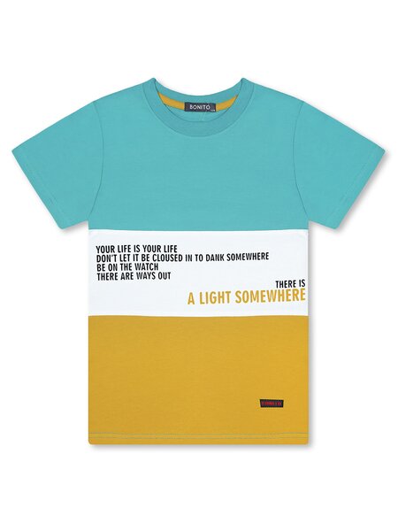 Футболка Мальчикам Bonito Бирюзовый Надпись (фото 1)