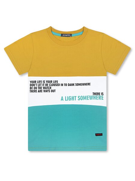 Футболка Мальчикам Bonito Горчичный Надпись (фото 1)