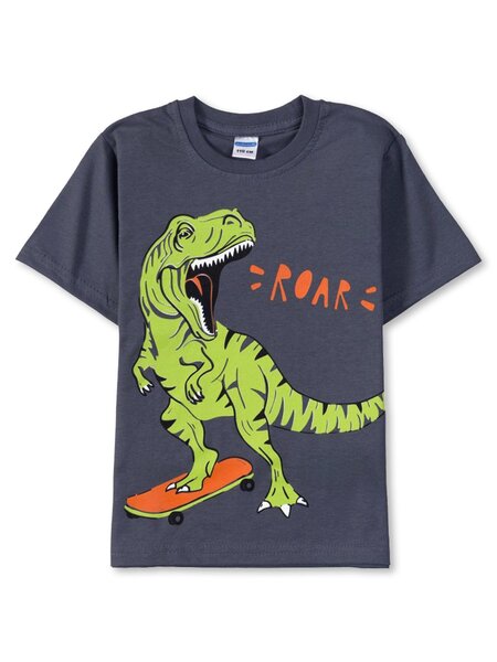 Футболка Мальчикам Sladikmladik Серый тёмный Динозавр (фото 1)