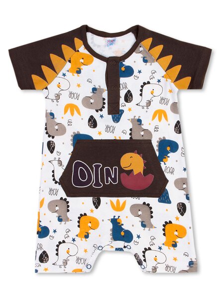 Песочник Новорождённым Bonito Коричневый тёмный; Белый Динозаврики (фото 1)