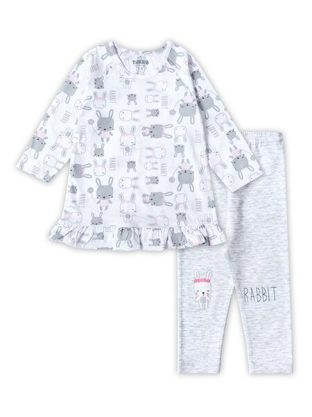 Комплект Новорождённым Takro Белый; Серый меланж Зайки (фото 1)