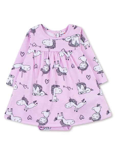 Платье-боди Новорождённым Юлала Розовый светлый Единороги (фото 1)