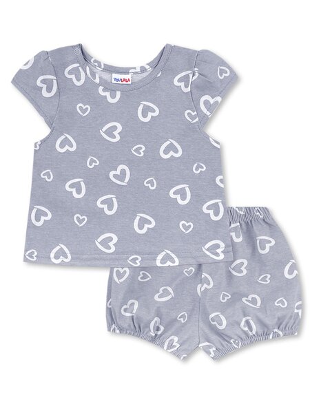 Комплект Новорождённым Юлала Серый Сердечки (фото 1)