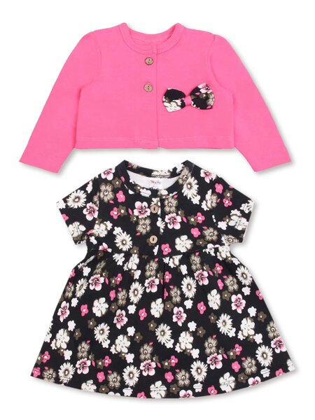 Комплект Новорождённым Bonito Розовый яркий; Чёрный Цветы (фото 1)