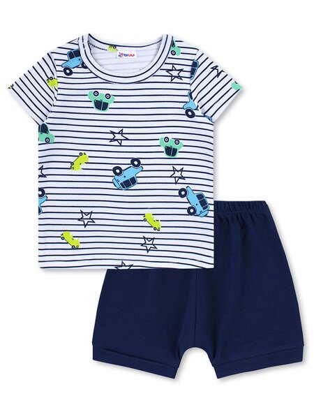 Комплект Новорождённым Юлала Белый; Чернильный Машинки (фото 1)