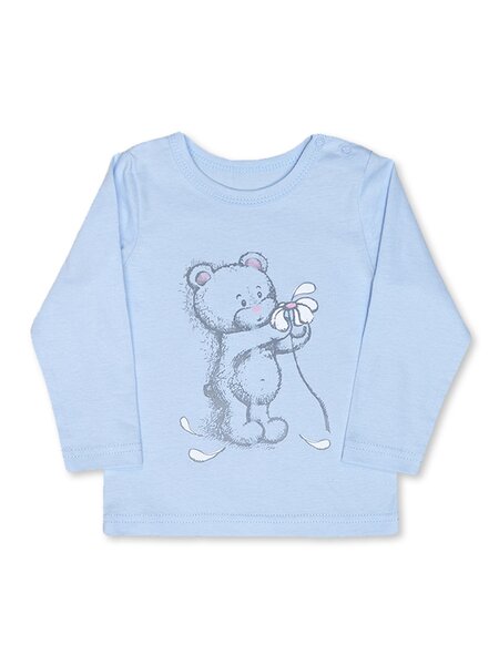 Кофточка Новорождённым Лунёва Синий светлый Мишка (фото 1)