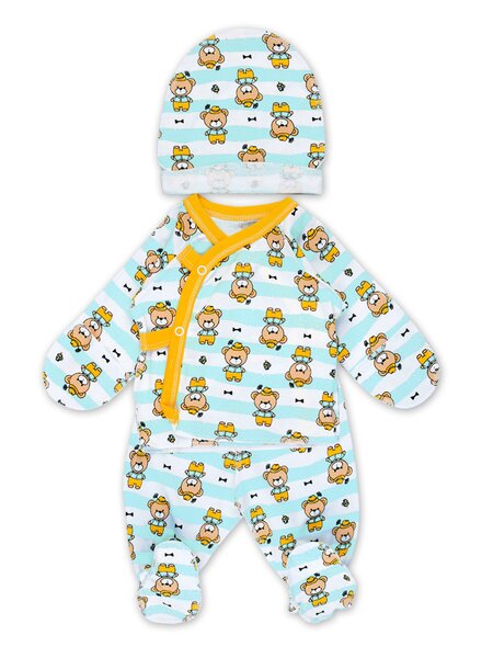 Комплект Новорождённым Россия Белый; Мятный Мишки (фото 1)