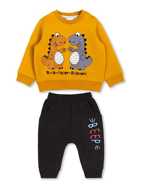 Комплект Новорождённым Bonito Горчичный; Чёрный Динозаврики (фото 1)